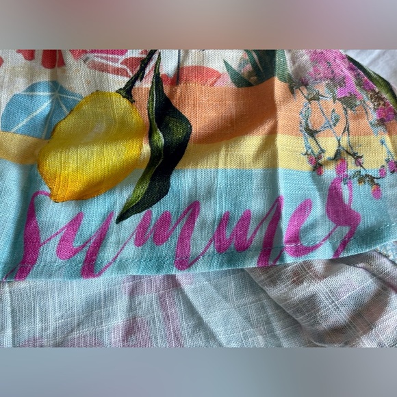 NWT Paper Heart seaside beach scene Lemoncello linen blend Maxi Dress - S - Picture 12 of 15